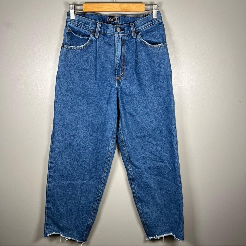 Abercrombie & Fitch Jeans Womens 27/4r Pleated 80s Mom Ankle High Rise Raw Hem